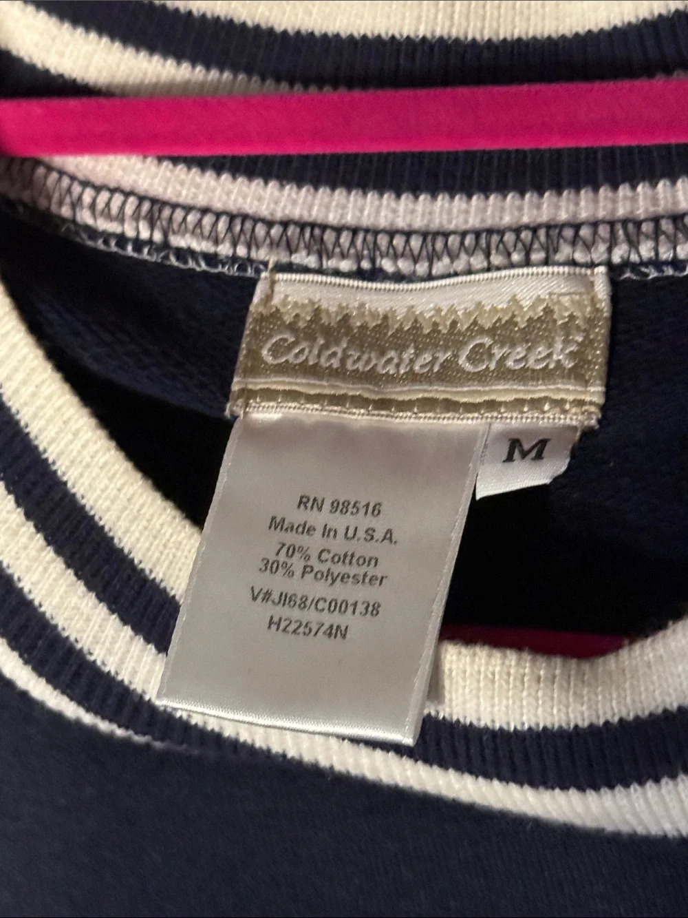 Coldwater Creek Navy Maxi Dress with White Striped Trim M - Picture 5 of 7